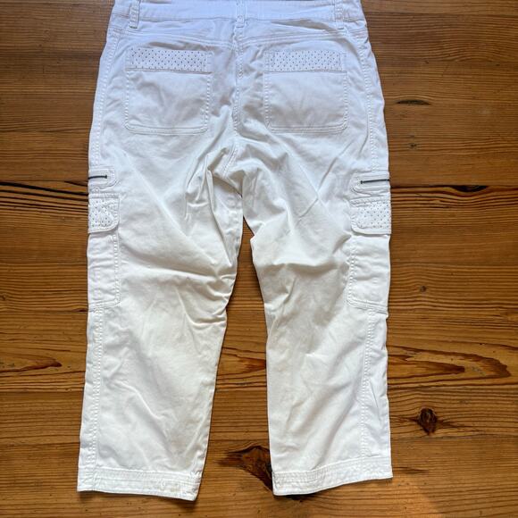 Cache white cropped studded pocket y2k womens cargo pants SIZE 6 - Picture 6 of 6